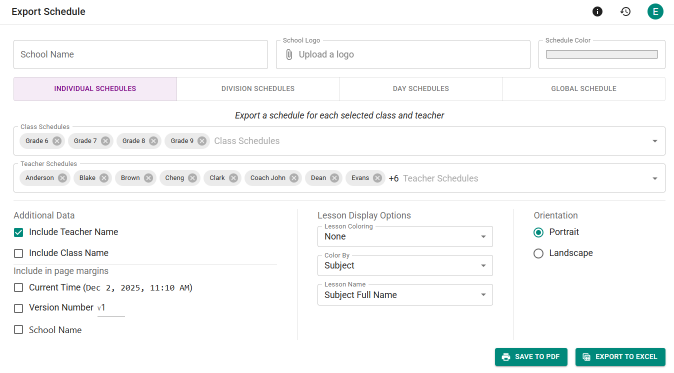 The Export Page