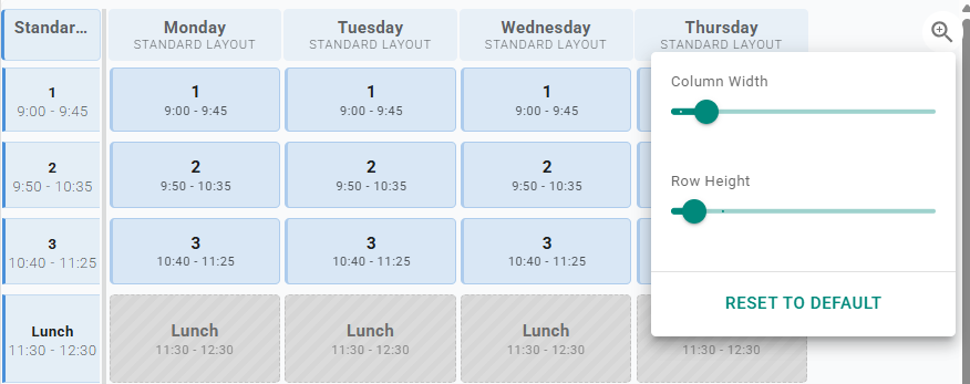Resize schedule view