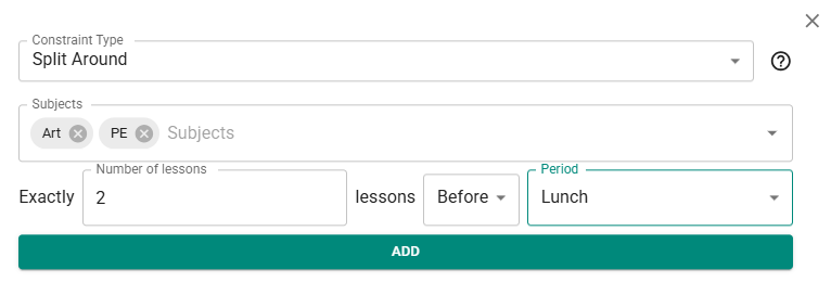 Adding a split-around constraint